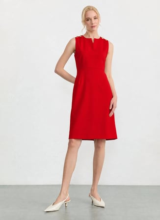 Selen Kırmızı Kadın V Yaka Elbise 26YSL7788