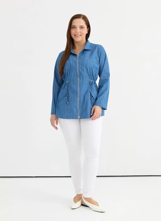 Selen Lacivert Kadın Çizgili Ceket 26YSL1627