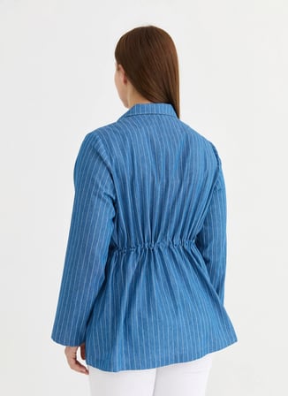 Selen Lacivert Kadın Çizgili Ceket 26YSL1627