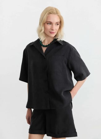 Selen Siyah Kadın Gömlek 26YSL8434