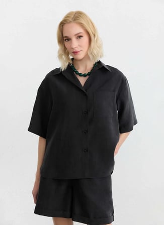 Selen Siyah Kadın Gömlek 26YSL8434