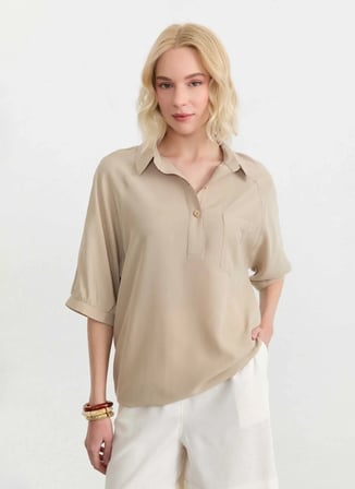 Sarı Kadın Modal Karışımlı Bluz 26YSL8436