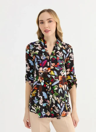 Selen Siyah Kadın Desenli Bluz 26YSL8397