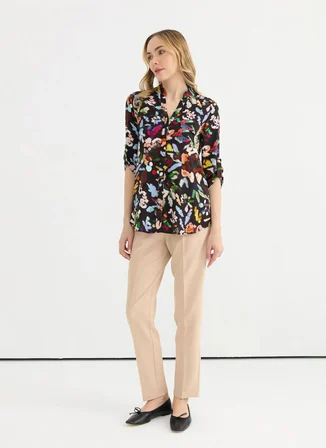 Selen Siyah Kadın Desenli Bluz 26YSL8397