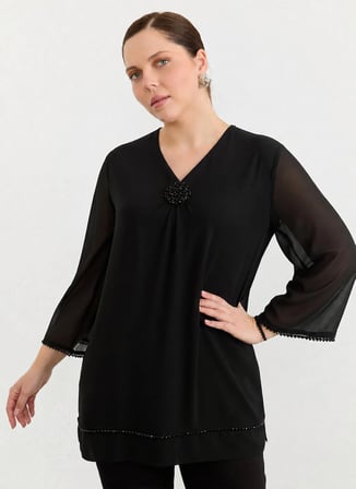 Selen Siyah Kadın Taşlı Bluz 26YSL8368