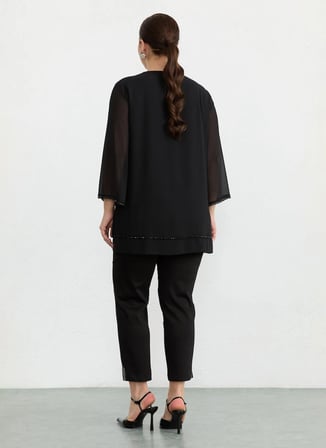 Selen Siyah Kadın Taşlı Bluz 26YSL8368