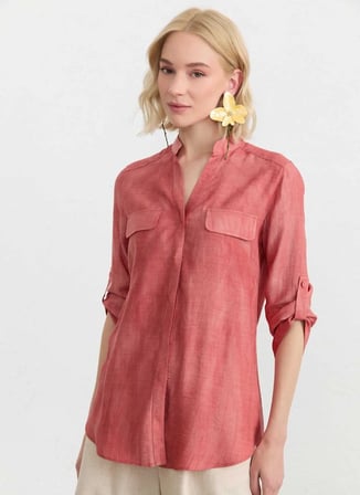 Selen Turuncu Kadın Desenli Bluz 26YSL8472