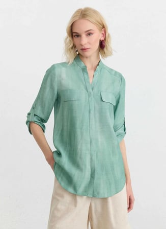 Selen Yeşil Kadın Desenli Bluz 26YSL8472