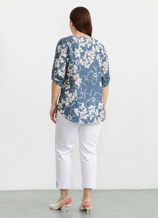 Selen Mavi Kadın Çiçek Normal Fit Bluz 26YSL8467