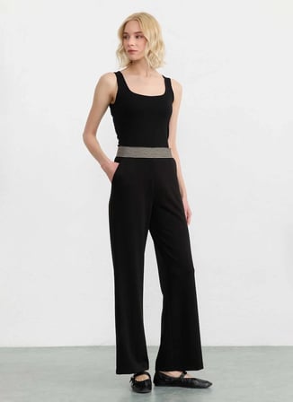 Selen Siyah Kadın Standart Fit Pantolon 26YSL5619
