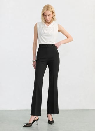 Selen Siyah Kadın İspanyol Paça Pantolon 26YSL5623