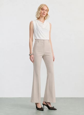 Selen Ekru Kadın İspanyol Paça Pantolon 26YSL5623