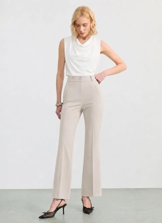 Selen Ekru Kadın İspanyol Paça Pantolon 26YSL5623
