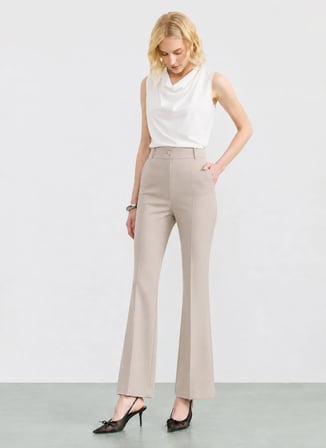 Selen Ekru Kadın İspanyol Paça Pantolon 26YSL5623