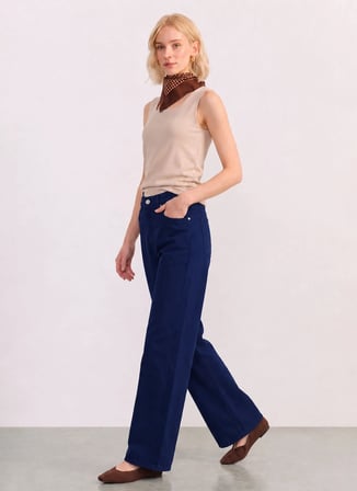 Selen Lacivert Kadın İspanyol Paça Pantolon 26YSL5627