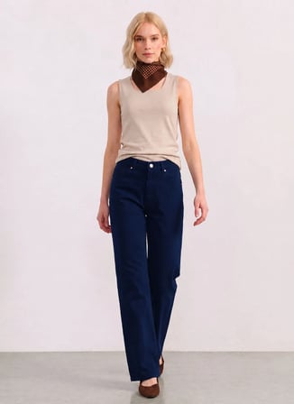 Selen Lacivert Kadın İspanyol Paça Pantolon 26YSL5627