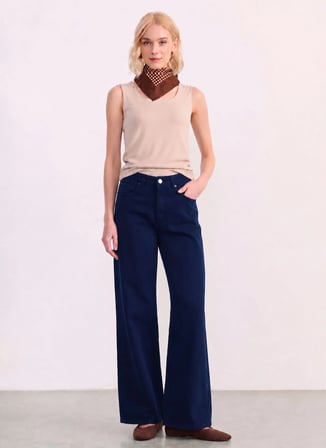 Selen Lacivert Kadın İspanyol Paça Pantolon 26YSL5627