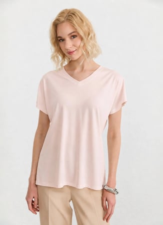 Selen Pembe Kadın V Yaka Bluz 26YSL8473
