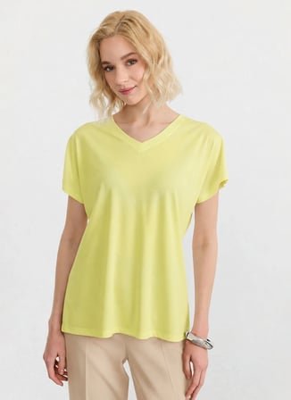 Selen Sarı Kadın V Yaka Bluz 26YSL8473