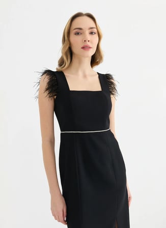Selen Siyah Kadın U Yaka Elbise 26YSL7727