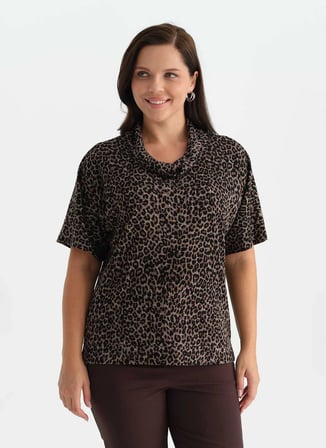 Selen Kahverengi Kadın Leopar Bluz 26KSL8576