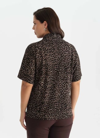 Selen Kahverengi Kadın Leopar Bluz 26KSL8576
