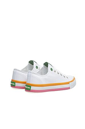 Benetton Beyaz - Turuncu Kız Çocuk Sneaker BN-30175 Beyaz Turuncu