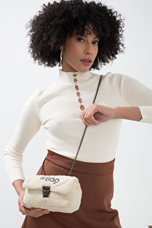 Baghashtag Ekru Mini Peluş Çanta