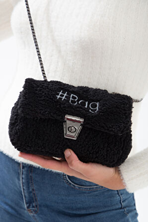 Baghashtag Siyah Mini Peluş Çanta
