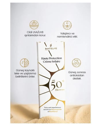 Santelive SPF 50 PA++++ Güneş Kremi Mineral Filtre Zinc Oxide Nemlendirici Besleyici 100 ml