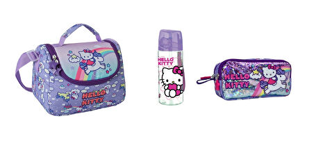 HELLO KITTY Beslenme Çantası , Su Matarası ve Kalem Kutusu