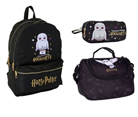 HARRY POTTER SİYAH Okul Çantası,Beslenme Çantası ve Kalem Kutu