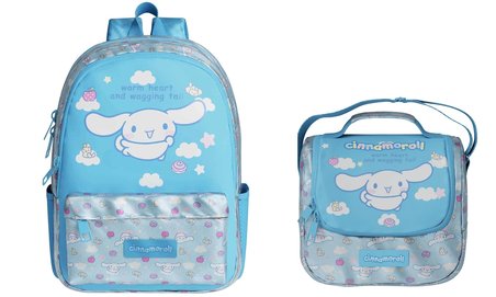 Cinnamoroll Desenli Mavi Okul Çantası ve Beslenme Çantası