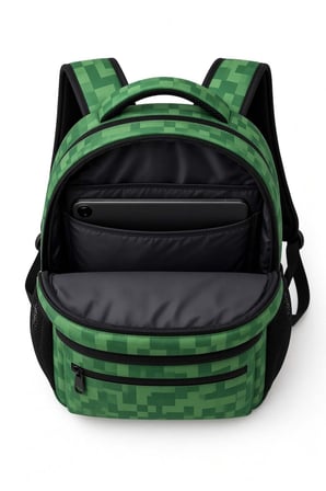 Minecraft  3772 Creeper Okul Çantası Çift Gözlü 41,5 cm Tablet Bölmeli Ergonomik Su İtici Sırt Çanta