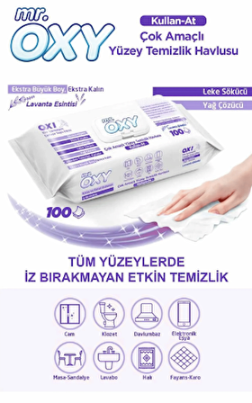 MR.OXY ÇOK AMAÇLI YÜZEY TEMİZLİK HAVLUSU 100 adet