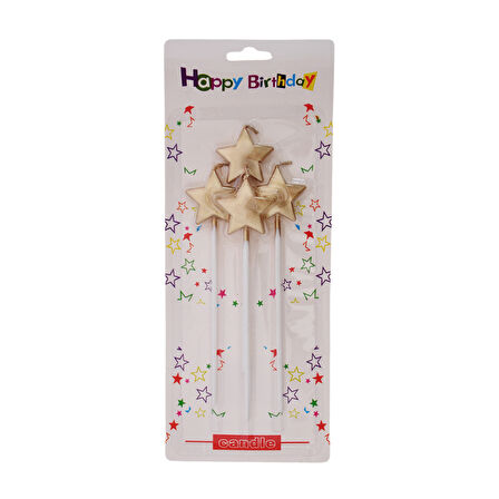 Mum Yıldız şekilli ALTIN 4 lü çubuk dahil 14,5cm