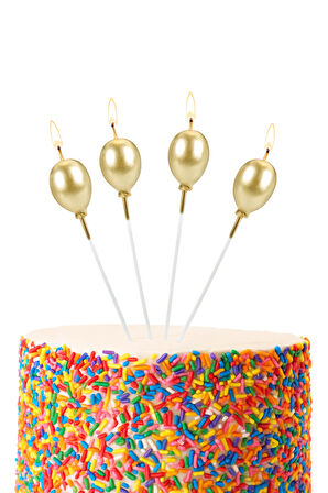 Mum Balon şekilli ALTIN 4 lü çubuk dahil 14,5 cm