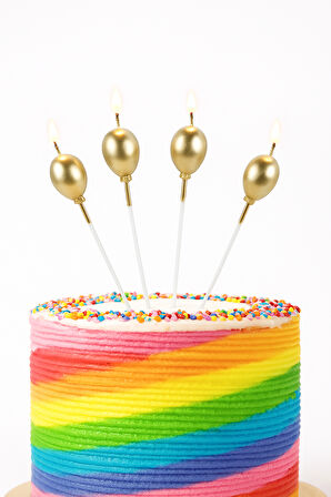 Mum Balon şekilli ALTIN 4 lü çubuk dahil 14,5 cm