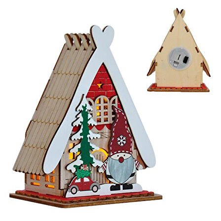 Yılbaşı ışıklı dağ külübesi süs