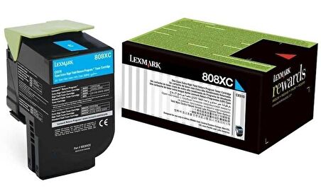 Tonersepeti Lexmark CX510-80C8XC0 Mavi Orjinal Toner Extra Y.K