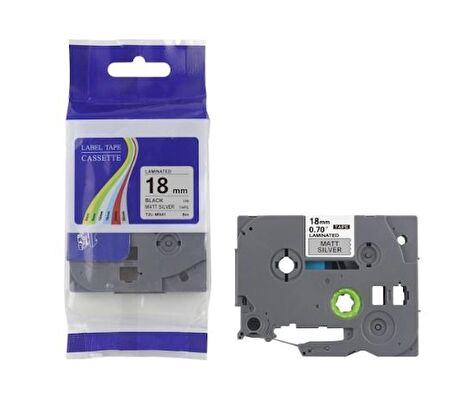 Tonersepeti Brother TZe-M941 18mm Mat Gümüş üzerine Siyah Laminasyonlu Muadil Etiket