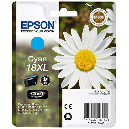 Tonersepeti Epson 18XL-T1812-C13T18124020 Mavi Orjinal Kartuş