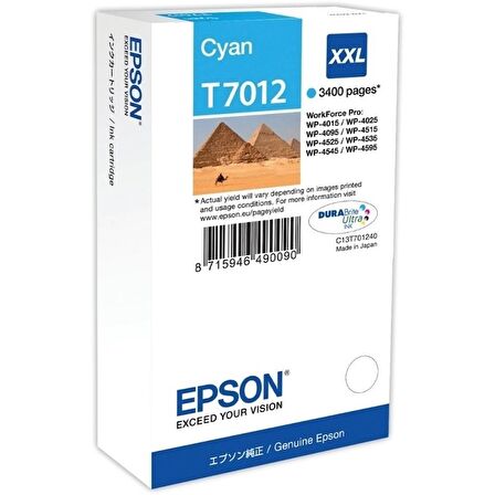 Tonersepeti Epson T7012XXL C13T70124010 Orjinal Mavi Kartuş