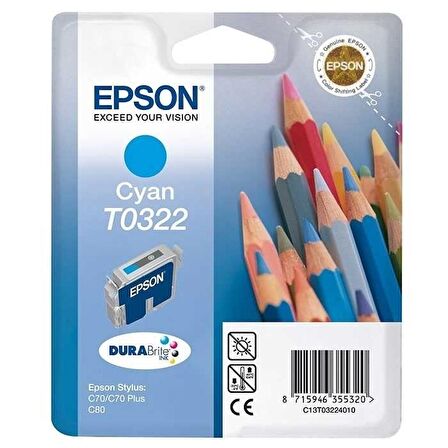 Tonersepeti Epson T0322-C13T03224020 Orjinal Mavi Kartuş