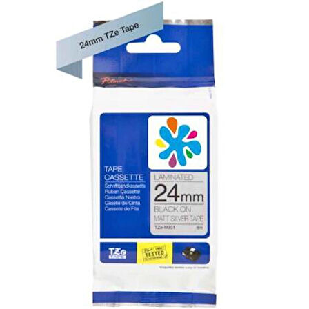 Brother TZe-M951 Mat Gri Üzerine Siyah Muadil Etiket Şeridi