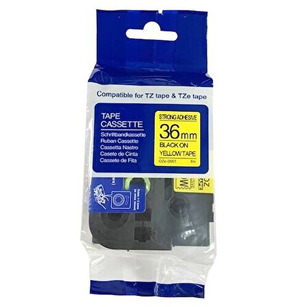 Tonersepeti Brother TZe-S661 Sarı Üzerine Siyah Muadil Etiket Şeridi 36mm x 8m