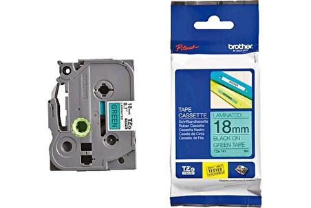 Tonersepeti Brother TZE-741 Yeşil Üzerine Siyah Orjinal Etiket Şeridi