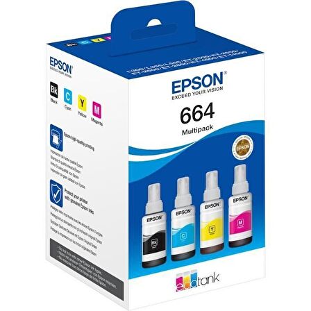 Tonersepeti Epson T6646 Mavi Kırmızı Sarı Siyah 4lü Multipack Mürekkep