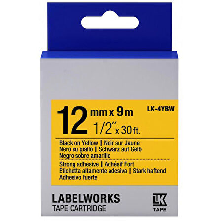 Tonersepeti Epson LK-4YBW Muadil Güçlü Yapışkanlı Etiket Kartuşu Siyah Sarı 12 mm C53S654014