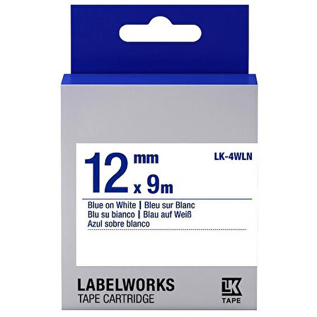 Tonersepeti Epson LK-4WLN Muadil Standart Etiket Kartuşu Mavi Beyaz 12 mm C53S654022